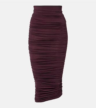 Draped sheer high-rise midi skirt  | Wolford