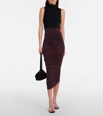 Draped sheer high-rise midi skirt  | Wolford