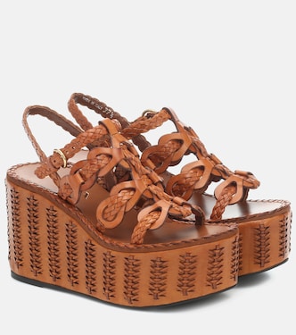 Sandali in pelle con zeppa | Prada