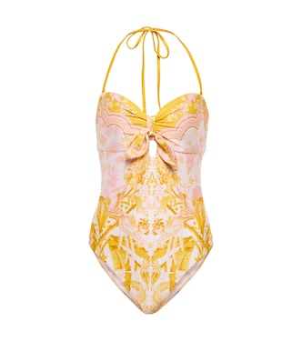 Halterneck printed swimsuit | Zimmermann