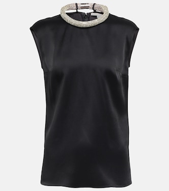 Crystal-embellished satin top | Stella McCartney