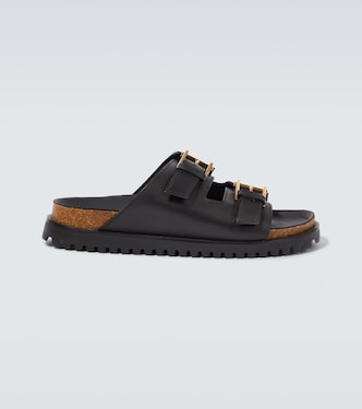 Barocco leather-trimmed slides | Versace