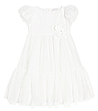 Embellished puff-sleeve dress | Monnalisa