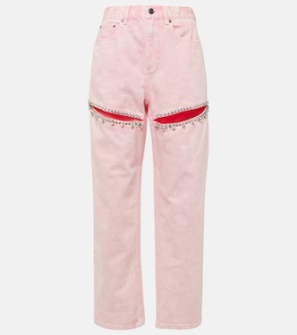 Embellished cutout straight jeans | Area