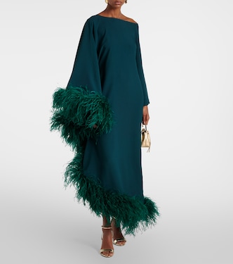One-Shoulder-Robe mit Federn | Taller Marmo