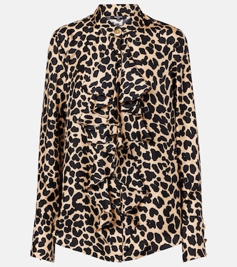 Leopard-print ruffled silk shirt | Balmain