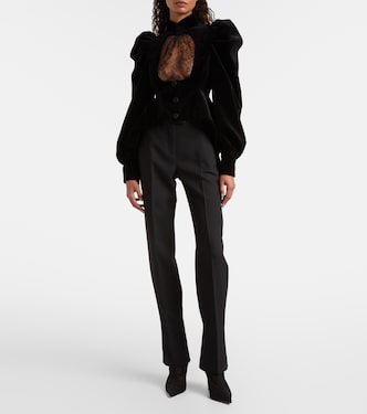Cutout ruffled cotton velvet jacket | McQueen