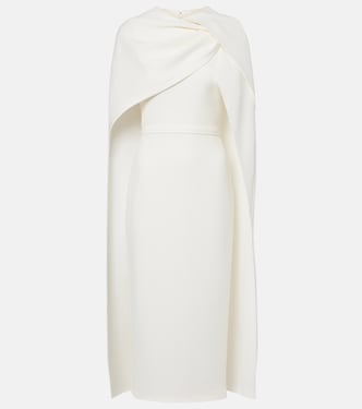 Bridal Oria caped crêpe midi dress | Safiyaa