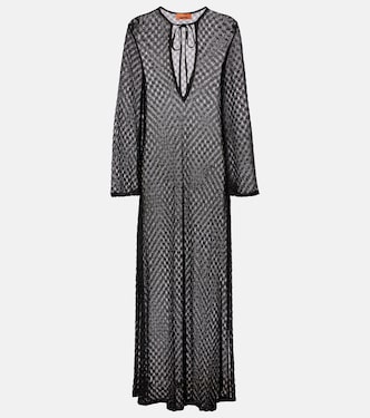 Open-knit tie-neck lamé kaftan | Missoni