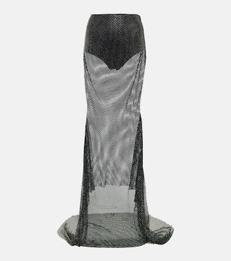 Crystal-embellished mesh maxi skirt | Giuseppe di Morabito