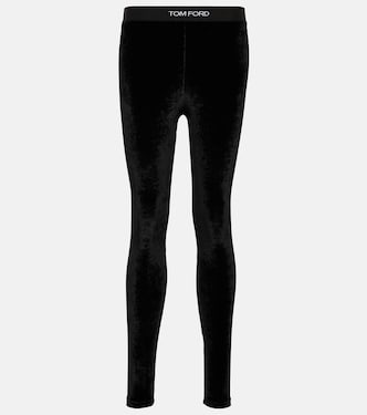 Leggings de terciopelo con logo | Tom Ford