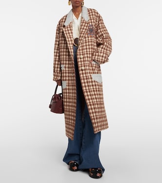 Embroidered houndstooth wool-blend coat | Etro
