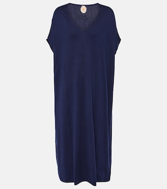 Vestido midi de algodón, seda y cachemir | Jardin des Orangers