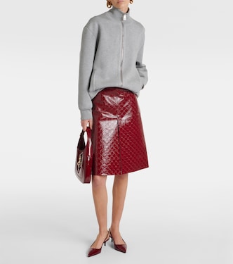 Jupe midi GG en cuir embossé | Gucci