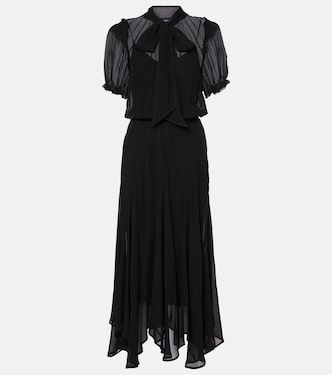 Tie-neck georgette maxi dress | Polo Ralph Lauren