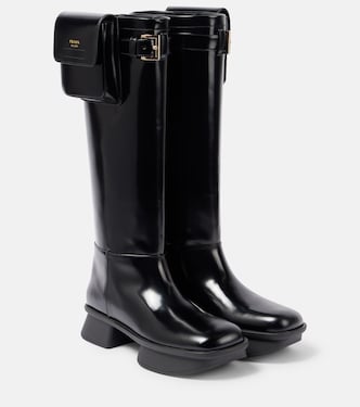 Leather knee-high boots | Prada