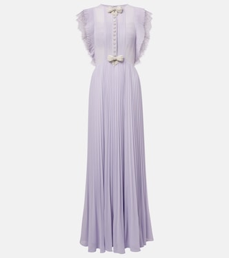 Embellished bow-detail chiffon maxi dress | Self-Portrait
