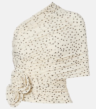Draped floral-appliqué polka-dot top | Magda Butrym