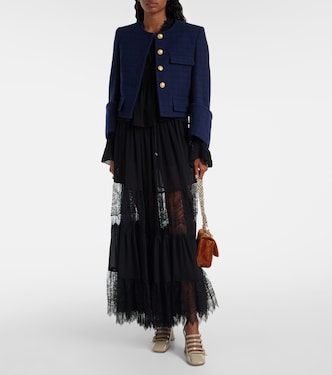 Checked cropped wool-blend jacket | Chloé