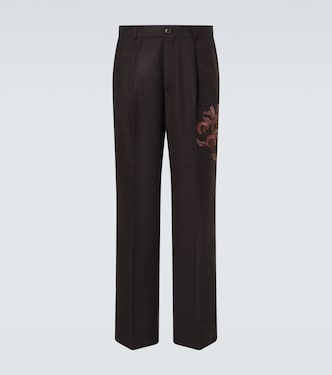 Embroidered wool wide-leg pants | Dries Van Noten