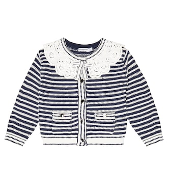Cardigan en coton mélangé à broderies anglaises | Self-Portrait Kids