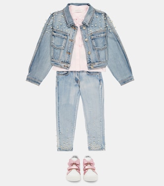 Verzierte Cropped-Jeansjacke | Monnalisa