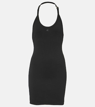Vestido corto de mezcla de algodón acanalado | Courrèges