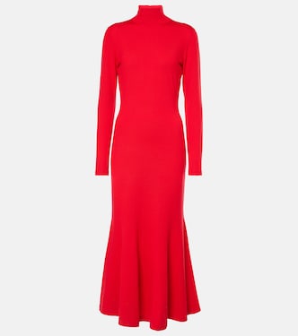 Vestido midi de lana con cuello alto | Carolina Herrera