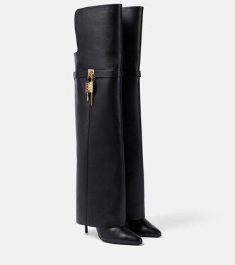 Shark Lock Stiletto leather over-the-knee boots | Givenchy