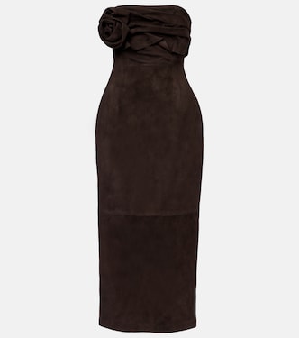 Floral-appliqué suede midi dress | Magda Butrym