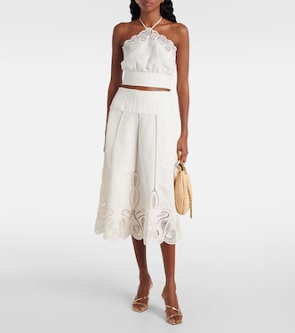 Kaius lace-trimmed line-blend midi skirt | Simkhai