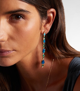 Ohrringe aus 18kt Gelbgold mit Diamanten, Smaragden und Opal | Suzanne Kalan
