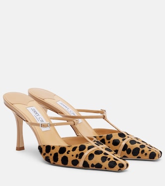 Gloria 85 leopard-print calf hair mules | Jimmy Choo