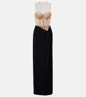 Sequined paneled bustier gown | David Koma