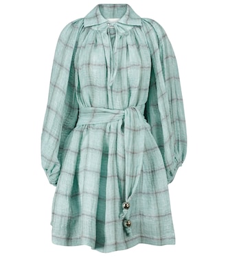 Poet checked linen-blend minidress | Lisa Marie Fernandez