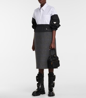 Gonna midi in lana vergine e nylon | Prada