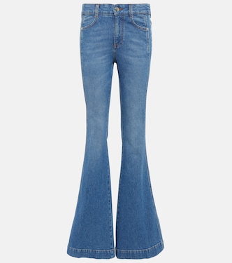 Jeans flared a vita media con logo | Stella McCartney