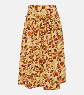 Emmy floral cotton poplin midi skirt | Ulla Johnson