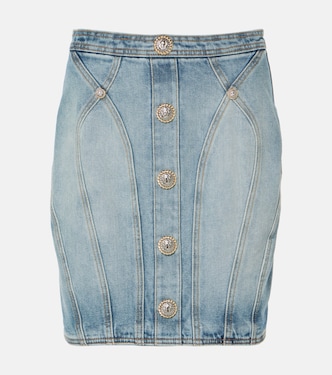 Minifalda en denim de tiro alto | Balmain