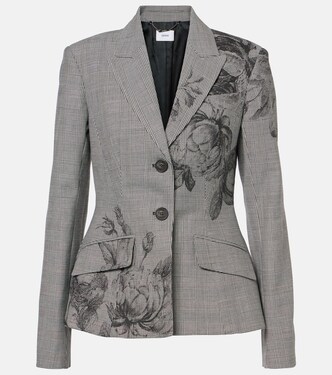 Prince of Wales check floral blazer | Erdem