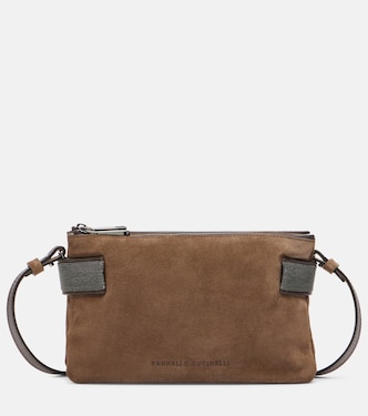 Essence Monili Small suede shoulder bag | Brunello Cucinelli