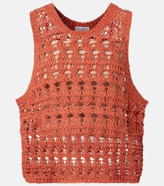 Jute and cotton-blend sweater vest | Brunello Cucinelli