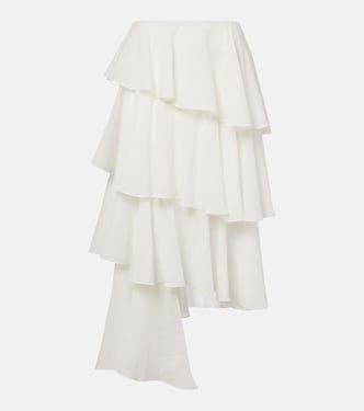 Asymmetric cotton and linen maxi skirt  | Alaïa