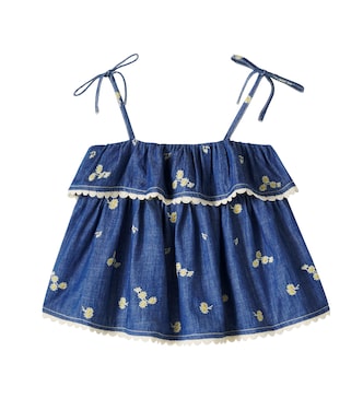 Besticktes Top Lucky aus Denim | Zimmermann Kids