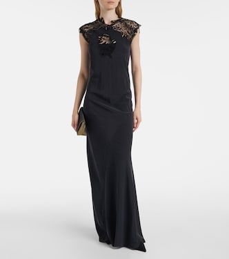 Vestido de fiesta de seda con encaje | Ferragamo