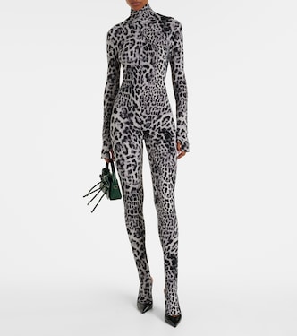 Leopard-print jersey catsuit | Norma Kamali