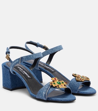 Sandali in denim 60 con decorazioni | Dolce&Gabbana