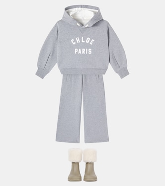 Logo cotton fleece hoodie | Chloé Kids