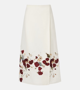 Demi floral silk and cotton midi skirt | Khaite