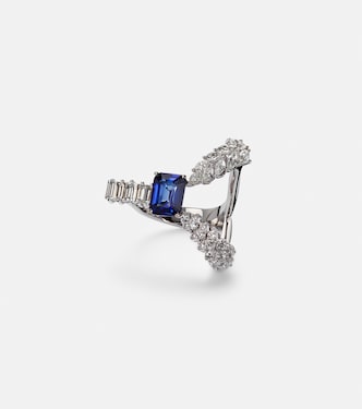 Anello Reign Supreme in oro bianco 18kt con zaffiro e diamanti | Yeprem